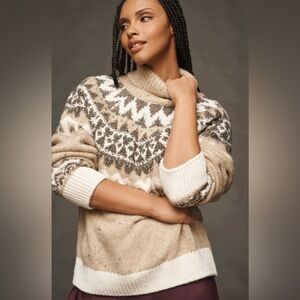 Pilcro Fair Isle Turtleneck sweater NWT XS
Beige and White Women's Sweater